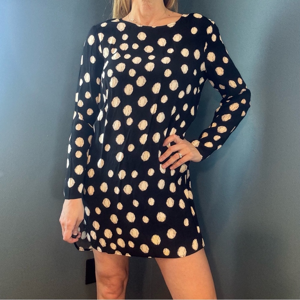 Wayf Black & White Polka Dot Long Sleeve Dress size Large - Picture 3 of 10
